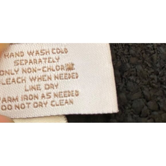 Chicos 1 Tweed Metallic Jacket W/ Black Stretch Sleeves & Fringe Hem Medium - Picture 4 of 10